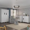 Ver imagem 1 de Quarto Completo Com Colchão, Poltrona De Amamentação E Puff Pimpolho Mp4103 Branco/Cinza