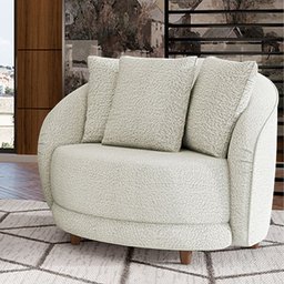 Poltrona Decorativa Base Fixa Galáxia com Almofadas Boucle Off White G45 - Gran Belo - 1