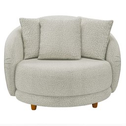 Poltrona Decorativa Base Fixa Galáxia com Almofadas Boucle Off White G45 - Gran Belo - 2