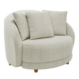 Poltrona Decorativa Base Fixa Galáxia com Almofadas Boucle Off White G45 - Gran Belo - 8