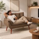 Ver imagem 7 de Namoradeira Opala Confortável e Moderna para Descanso Capuccino