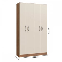 Armário Multiuso Riviera 4 Portas 8 Prateleiras Freijó/Off White - Irm Móveis - 4