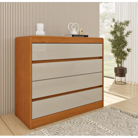 Cômoda Espanha 4 Gavetas 100%MDF - Móveis Tcil:Cinamomo/Off