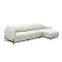 Ver imagem 2 de Sofá Decorativo Karine 5 Lugares Sala de Estar 300cm com Chaise Pés em Aço Couro Off White G88 - Gra