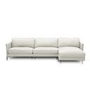 Ver imagem 5 de Sofá Decorativo Karine 5 Lugares Sala de Estar 300cm com Chaise Pés em Aço Couro Off White G88 - Gra