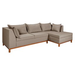 Sofá Malta com Chaise Linho Fixo Império Estofados - 3