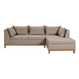 Sofá Malta com Chaise Linho Fixo Império Estofados - 2