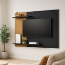 Ver imagem 1 de Painel P/ Tvs de até 50" Modelo Menfis 2 Prateleiras em Mdf:preto