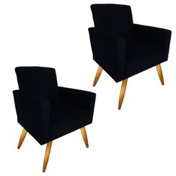 Kit 02 Poltronas Decorativa Sala Oferta Nina Suede Preto Tagmóveis Poltrona Decorativa Nina Suede - 1
