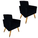 Ver imagem 1 de Kit 02 Poltronas Decorativa Sala Oferta Nina Suede Preto Tagmóveis Poltrona Decorativa Nina Suede