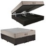 Cama Box Baú Queen Sintético Bipartido + Colchão Ortobom Airtech Molas Ensacadas 158x198x65:marrom - 1