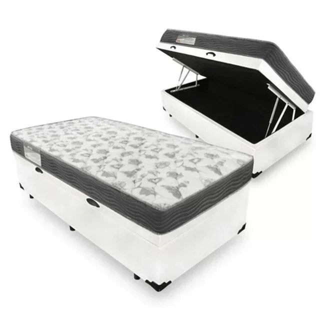 Cama Box Base Conjugada Espuma Dupla Solteiro King Corino (110kg - 0.96x2.03x56):marrom