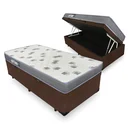 Ver imagem 2 de Cama Box Base Conjugada Espuma Dupla Solteiro King Corino (110kg - 0.96x2.03x56):marrom
