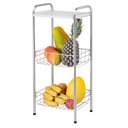 Ver imagem 1 de Fruteira de Chão Dupla Cestos Cromado e Tampa de Madeira Organização Cozinha