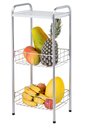 Ver imagem 1 de Fruteira de Chão Dupla Cestos Cromado e Tampa de Madeira Organização Cozinha