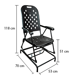 Cadeira de Balanço Aço Carbono Dobrável Reforçado Varal Sul - Preto - 6