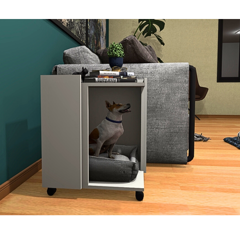 Mesa Lateral /cama Pet Toy na Cor Branco com Rodizio