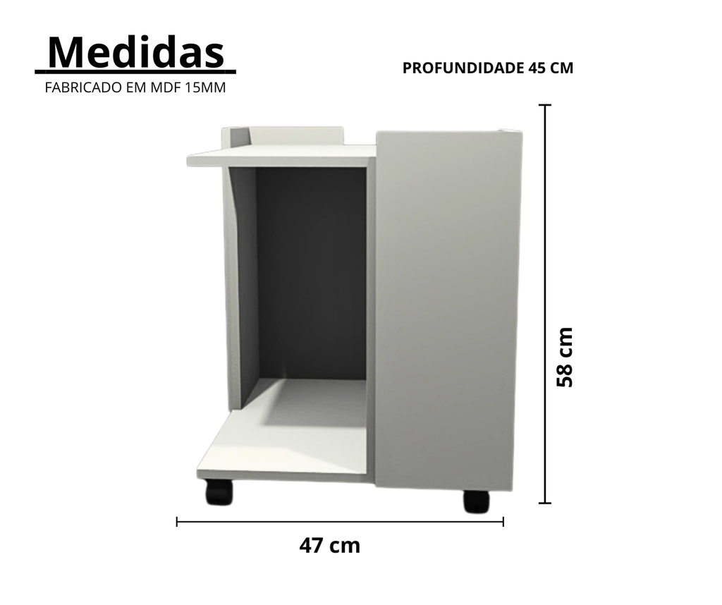 Mesa Lateral /cama Pet Toy na Cor Branco com Rodizio - 4