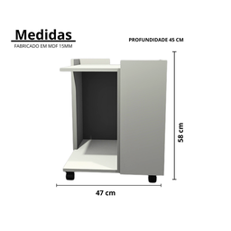 Mesa Lateral /cama Pet Toy na Cor Branco com Rodizio - 4