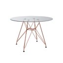 Ver imagem 3 de Conjunto Jantar Mesa Eames Eiffel Vidro Redonda 110cm com 4 Poltronas Pretas Ferro Cobre
