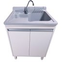 Ver imagem 1 de Tanque de Lavar Roupa 45l com Esfregadeira Lateral e Torneira de Bancada