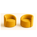Ver imagem 2 de Conjunto Decorativo 02 Poltronas + Sofá Curvo Orgânico Nature Gaia Suede Amarelo - Montanaris Decor