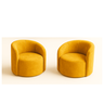 Conjunto Decorativo 02 Poltronas + Sofá Curvo Orgânico Nature Gaia Suede Amarelo - Montanaris Decor - 2