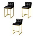 Ver imagem 2 de Banqueta Cozinha Alta com Encosto Industrial Kit 3 Dourado Lirina Pu Preto C05 - D’Rossi