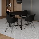 Ver imagem 1 de Mesa Industrial Jantar Redonda 110Cm Preta Base V Com 4 Poltronas Pretas Eames Daw Ferro Preto