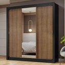Ver imagem 1 de Guarda-roupa Casal 3 Portas de Correr com Espelho Preto/rustic Nobre Madesa