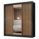 Ver imagem 3 de Guarda-roupa Casal 3 Portas de Correr com Espelho Preto/rustic Nobre Madesa