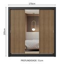 Ver imagem 4 de Guarda-roupa Casal 3 Portas de Correr com Espelho Preto/rustic Nobre Madesa