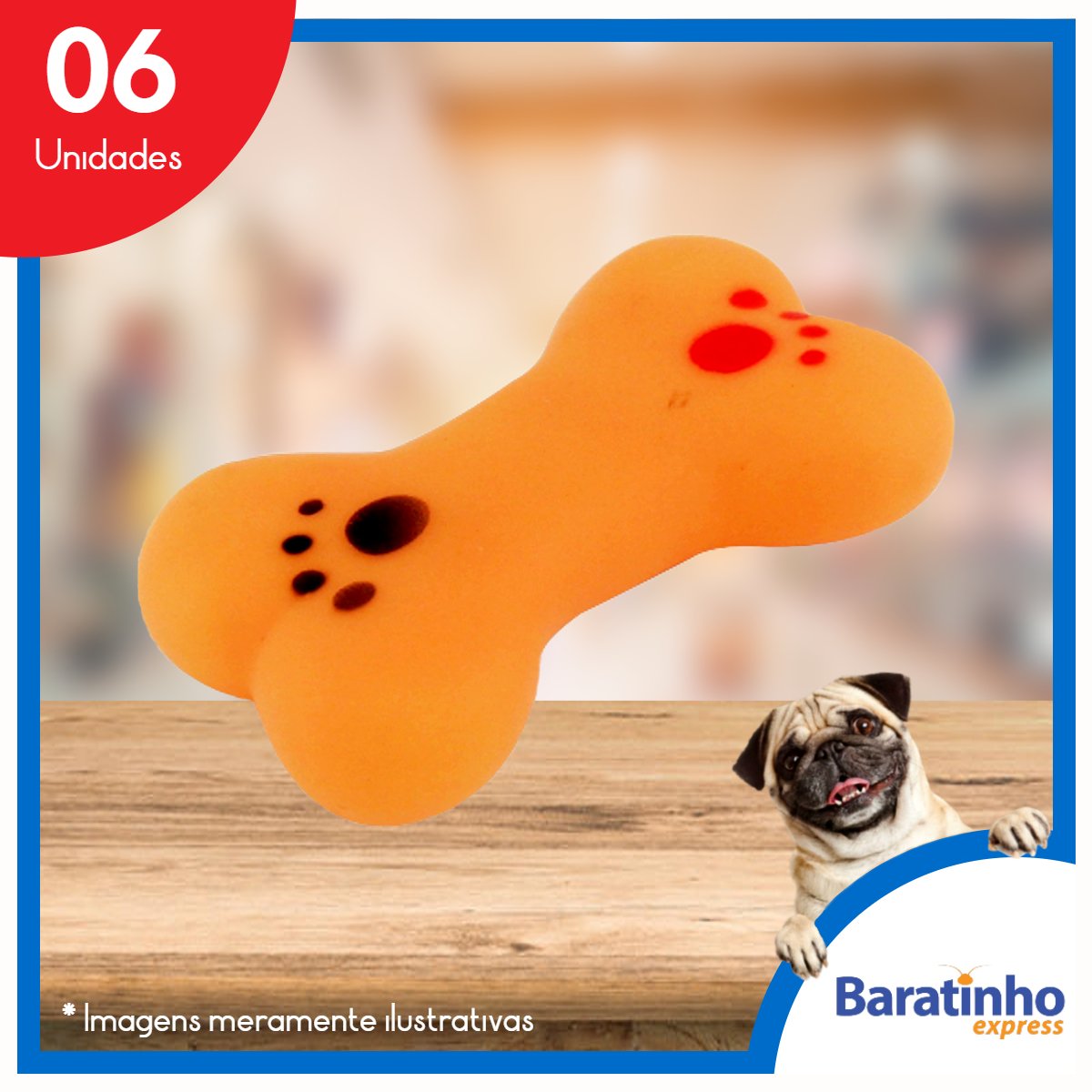 Kit 6 Ossinhos Mordedor Anti Stress Brinquedo Vinil Cachorro
