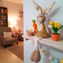 Ver imagem 1 de Boneco Coelho Cenoura Decoração Páscoa Pernas Mole de 90cm
