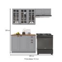 Ver imagem 2 de Cozinha Compacta Bariloche 8 Portas 2 Gavetas com Vidro e Tampo 100% MDF Titânio Fosco - Indékes