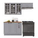 Ver imagem 1 de Cozinha Compacta Bariloche 8 Portas 2 Gavetas com Vidro e Tampo 100% MDF Titânio Fosco - Indékes