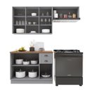 Ver imagem 4 de Cozinha Compacta Bariloche 8 Portas 2 Gavetas com Vidro e Tampo 100% MDF Titânio Fosco - Indékes