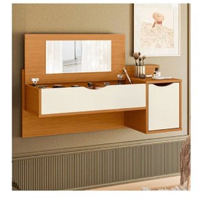 Penteadeira Camarim Blush Suspensa com 02 Portas e Espelho - Albatroz