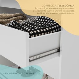 Guarda-Roupa Casal 3 Portas com Espelho 6 Gavetas Grajaú Yescasa - 7