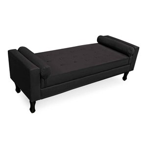 Calçadeira Baú Felix King Size 195cm Suede - Ecotec Decor:Preto