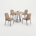 Ver imagem 2 de Conjunto para Sala de Jantar Mesa Ômega Tampo Quadrado 90x90cm com 4 Cadeiras Rubi