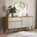 Ver imagem 2 de Aparador Buffet Retro 4 Portas Pes Palito Sala de Jantar:nature Off White