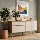 Ver imagem 6 de Aparador Buffet Retro 4 Portas Pes Palito Sala de Jantar:nature Off White