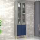 Ver imagem 1 de Paneleiro Domus 4 Portas com Vidro Silver/royal - Hecol Móveis