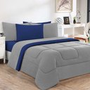 Ver imagem 1 de Edredom Malha 100% Algodão Gran Moratta 1 Peça Queen - Cinza-azul Royal