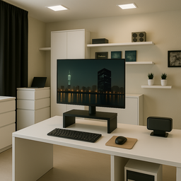 Suporte de Monitor em Mdf Preto Tx 50cm Largura Design Minimalista e Robusto - 3