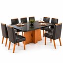 Ver imagem 6 de Sala de Jantar 135x135 Magic MDF/Vidro 8 Cadeiras Bom Pastor Nat/Grafite Preto