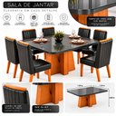 Ver imagem 5 de Sala de Jantar 135x135 Magic MDF/Vidro 8 Cadeiras Bom Pastor Nat/Grafite Preto