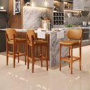 Ver imagem 2 de Kit 3 Banquetas Alta Bar Cozinha Sala Jantar Fixa Betta L02 Imbuia Couríssimo Whisky - Lyam Decor