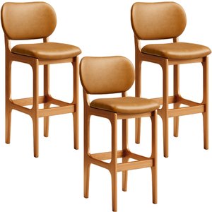 Kit 3 Banquetas Alta Bar Cozinha Sala Jantar Fixa Betta L02 Imbuia Couríssimo Whisky - Lyam Decor